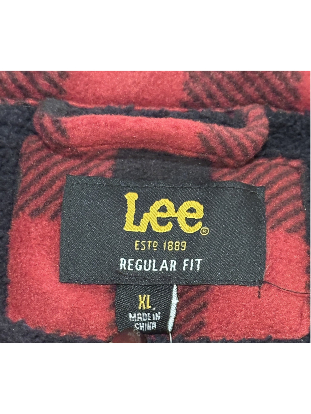 Lee Red Plaid Fleece Jacket Mens XL Soft Black Faux Sherpa Fur Lining NWT - Picture 9 of 16